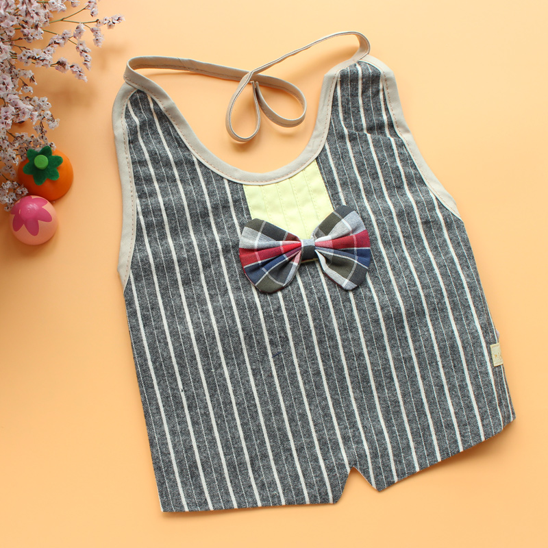 Baby Pure Cotton Walled Pocket Baby Lacing Dinner Bib Large waterproof Saliva Towel Gentleman Hood Clothing Boy Striped Hood Pocket