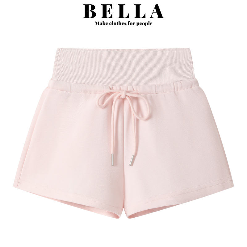 Bella Pink Drawstring Elastic Waist Shorts for Women, Summer Casual Sports Loose A-Line Hot Pants Bella Pink Drawstring Elastic Waist Shorts for Women, Summer Casual Sports Loose A-Line Hot Pants