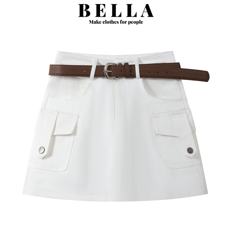 Bella White Fashionable Versatile Workwear Skirt for Women 2026 Summer New High-Waisted Slimming A-Line Hip-Hugging Short Skirt Bella White Fashionable Versatile Workwear Skirt for Women 2026 Summer New High-Waisted Slimming A-Line Hip-Hugging Short Skirt