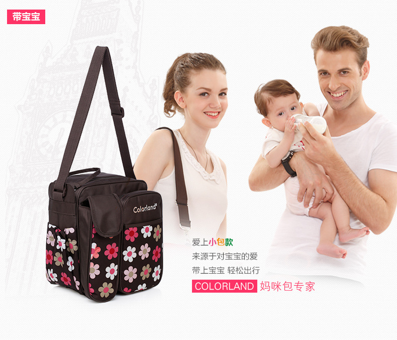 Colorland đa chức năng công suất lớn một vai Túi xác ướp Túi xiên Túi xác ướp balo bỉm sữa đa năng cho mẹ và bé