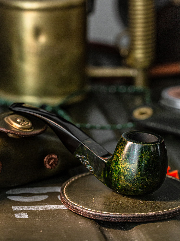 Dahan pipe original war damage work style handmade curved pipe imported briar wood solid wood gentleman American retro portable