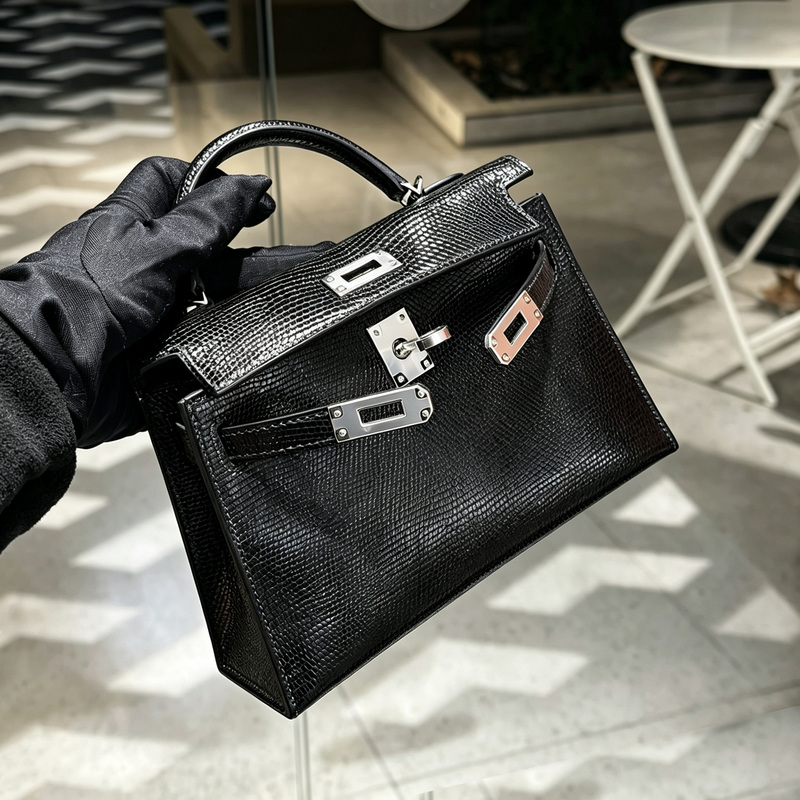 2026 Fashionable Imported Lizard Skin Original Color Snowflake Second-Generation Kelly Bag First-Generation Mini Pure Handmade Wax Thread Shoulder Bag 2026 Fashionable Imported Lizard Skin Original Color Snowflake Second-Generation Kelly Bag First-Generation Mini Pure Handmade Wax Thread Shoulder Bag