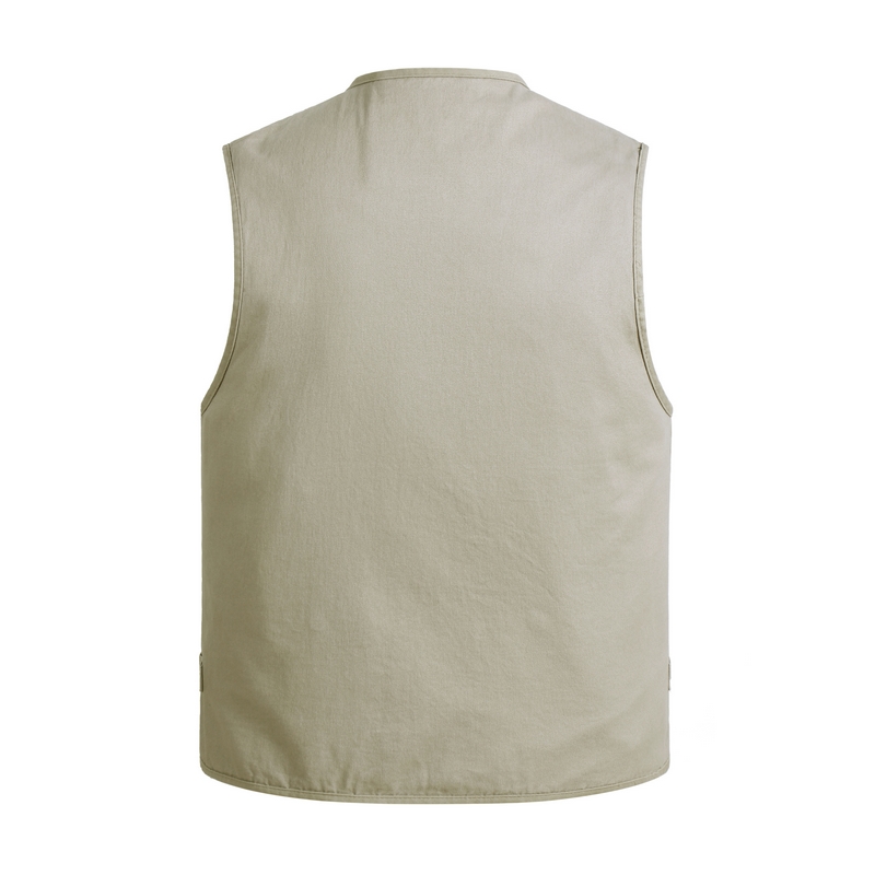 Bố tải nhiều túi cotton nam vest bình thường mùa xuân và mùa thu vest mỏng vest trung niên áo khoác không tay nam