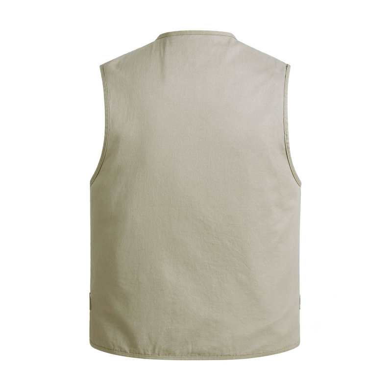 Bố tải nhiều túi cotton nam vest bình thường mùa xuân và mùa thu vest mỏng vest trung niên áo ghi lê nam