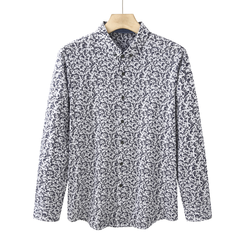 Ca124 Kanudilu Spring and Autumn Men's Long-Sleeved Floral Shirt Cotton Cardigan Casual Business Top Elastic Ca124 Kanudilu Spring and Autumn Men's Long-Sleeved Floral Shirt Cotton Cardigan Casual Business Top Elastic