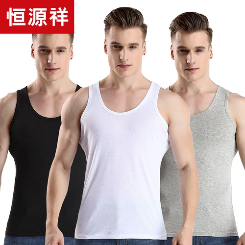 恒源祥 Хлопковый дышащий спортивный базовый летний жилет, оверсайз, большой размер, эффект подтяжки