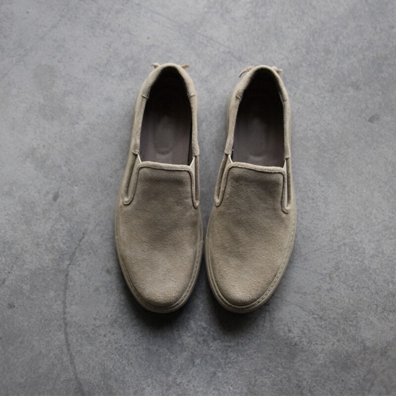 2021 autumn new men's shoes breathable casual shoes Japanese retro lotus shoes cow anti-crest leather lazy shoes trendy shoes