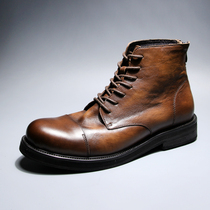 Martin boots mens high-top 2021 autumn mens shoes British style tooling boots Goodyear leather booties trendy mens motorcycle boots