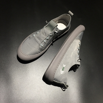 2021 summer new mens shoes Korean version of the trend canvas shoes All-match trendy mens board shoes one pedal lazy shoes casual shoes