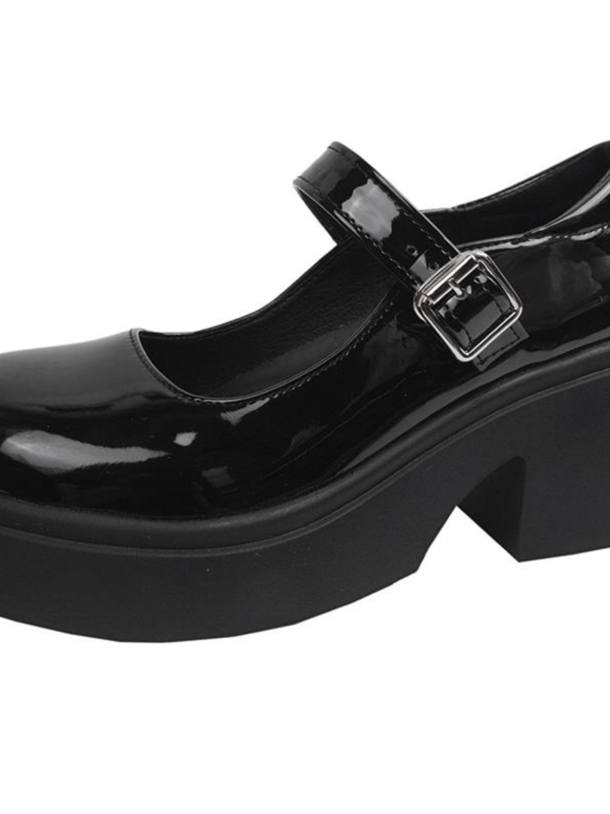 Black Versatile French-Style Thick-Soled High-Heeled Mary Jane Leather Shoes for Women, 2025 New Summer Style, Suitable for Pairing with Skirts, Shallow Single Shoes