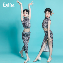 New Spring Summer Childrens Latin Dance Suit Girls Practice Conserved Girls Practice Uniform Performance Suit BAO WELN Plays Out