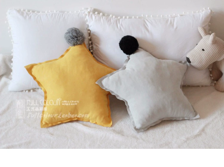 Ins tóc Bắc Âu bóng macarons năm cánh sao ngủ trưa gối sofa giường cô gái trái tim lưới màu đỏ gối gối - Trở lại đệm / Bolsters gối tựa lưng ghế văn phòng