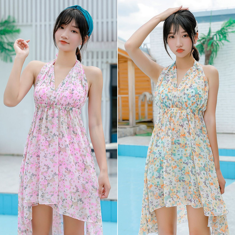 21 years of new swimwear bikini skirt two-piece flat angle conservative sexy super fairy belly thin hot spring bathing suit