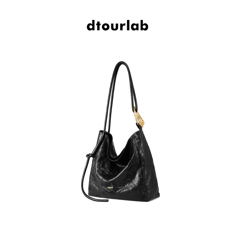 [Same Style as Zhao Zhaoyi] Dtourlab Leather Hobo Bag, Travel Bag, Work Bag, Single Shoulder Crossbody Soft Bag