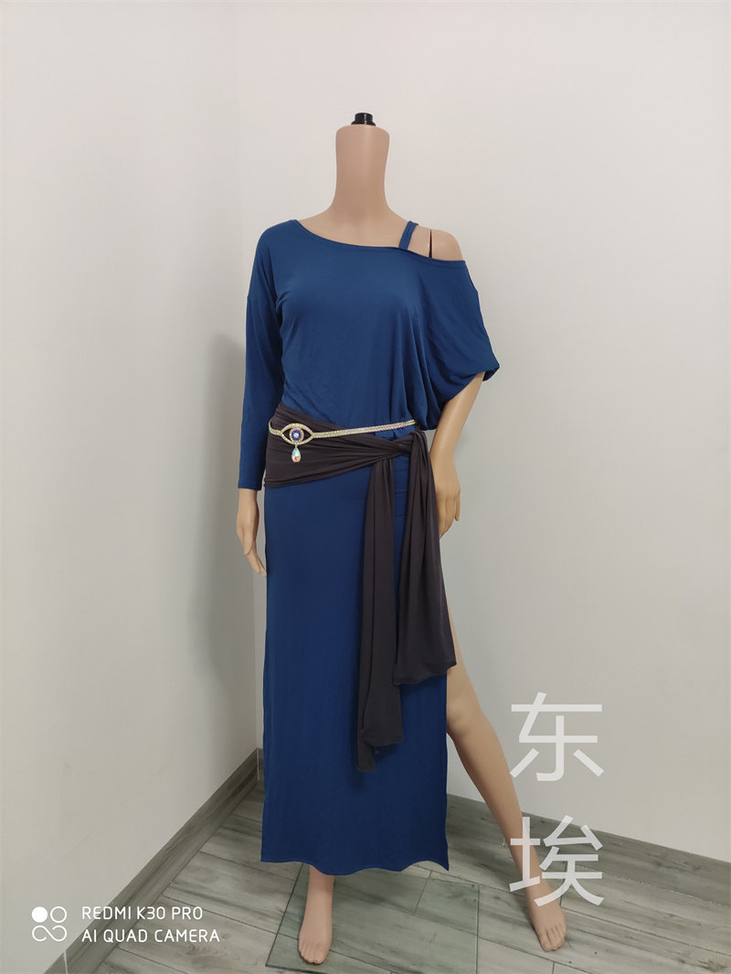 East Etbelly Leather Dance Gown New Folk Wind Dance Long Dress Rehearsal To Oriental Dance Baladi Shaabi