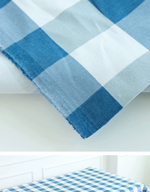 Vải kẻ sọc xanh Nhật Bản và Hàn Quốc Vải cotton khăn trải bàn rèm gối sofa handmade tự làm vải lanh dày mới