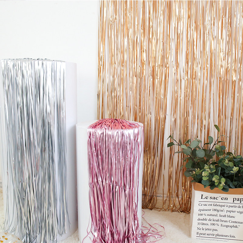 Silver Arches Flow Surain Silk Curtains Net Red Birthday Party Background Wall Decoration Wedding Wedding Room Arrangement Color Band