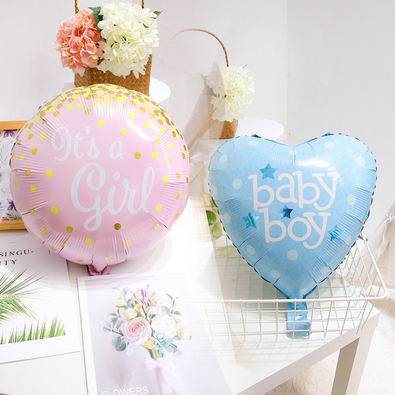 Han Style Cartoon Aluminum Film Balloon Baby Birthday Decoration Arrangement Children New Heart-shaped Blue Pink Round Gold Dot