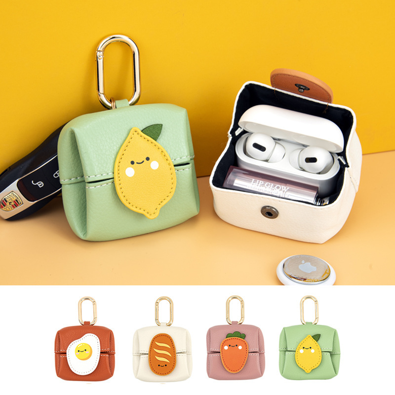 Nice Small Wallet Original Genuine Microfiber Leather Bluetooth Earphone Case Mini Lipstick Storage Bag Coin Purse Women's Pendant