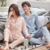 Cặp đôi đồ ngủ cotton mùa xuân và mùa thu nam nữ mùa thu và mùa đông Mẹ trung niên có thể mặc bộ đồ dài tay MM MM mập mạp kiểu đồ bộ đẹp Cặp đôi