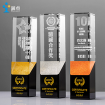 Blue dot crystal trophy customization creative medal lettering enterprise president leader CEO award souvenir production