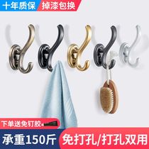Black European-style single clothes coat hook hook rack single hook Wall Wall entry wardrobe adhesive hook non-hole