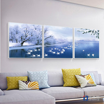 Living room atmospheric triptych decorative painting Hanging painting behind the sofa Nordic style framed painting Bedroom landscape painting Wall painting