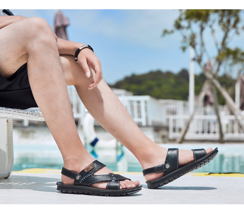 Dép trở lại dép nam triều nam nam sandal da 2018 mới giày tây nam