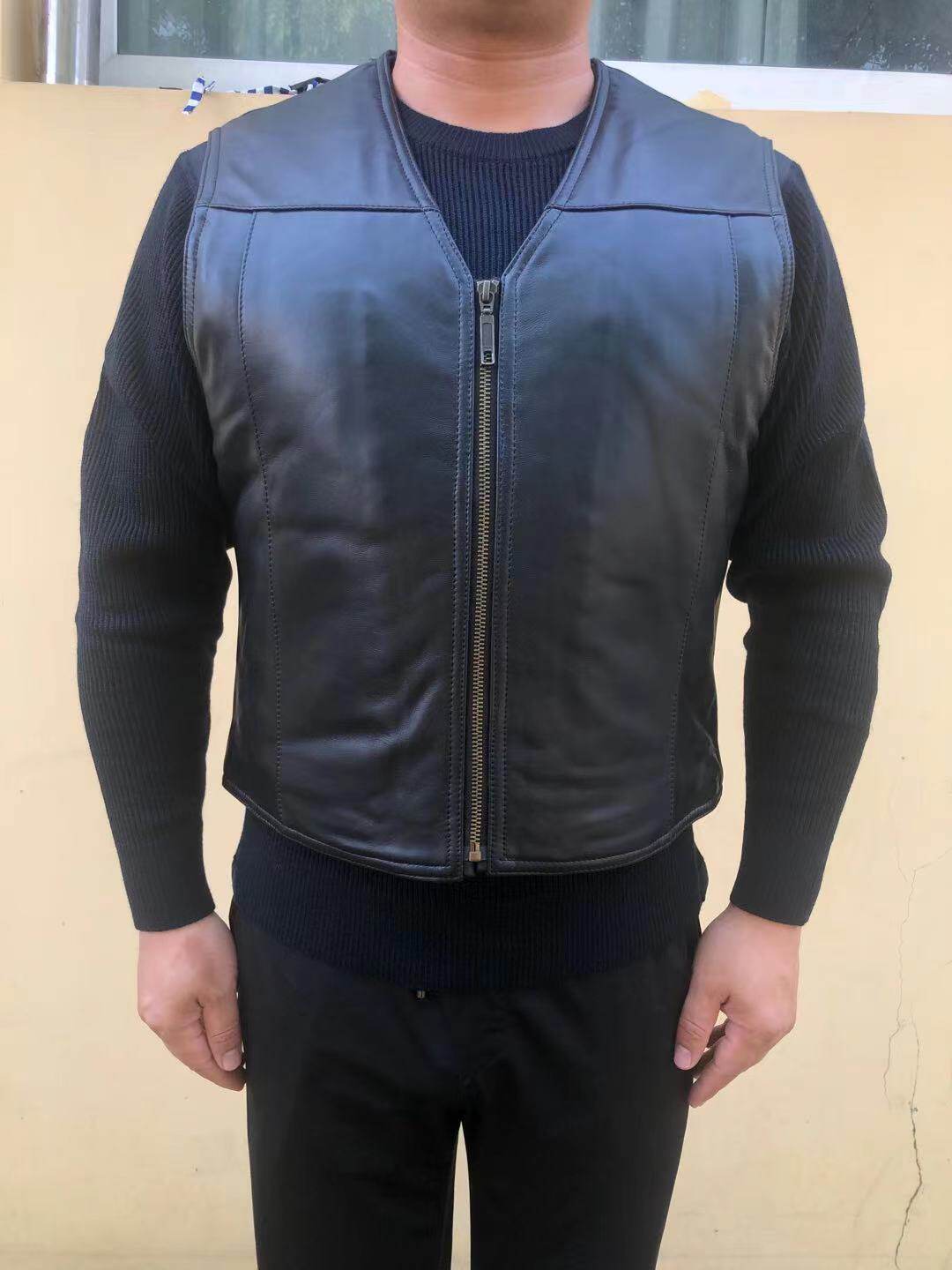 Black Mountain Sheep leather waistcoat 15 Protocol leather vest Elderly winter close-fitting Anti-cold sheep Cut Leather Vest