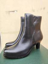  Cultural and Industrial group womens leather shoes Womens winter mid-pass high-heeled cold-proof suede leather shoes