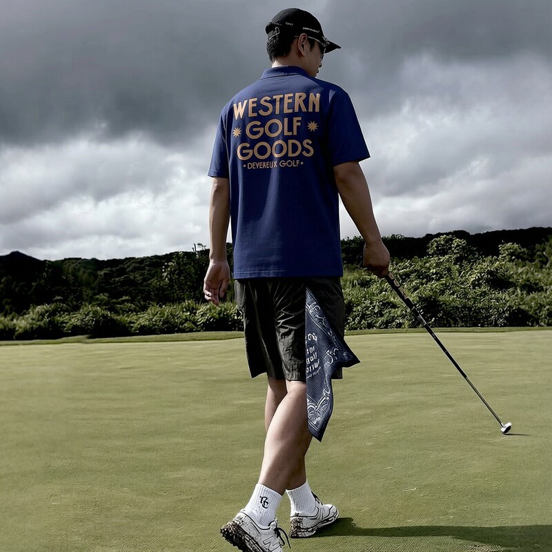 Devereux Golf American-Style Golf Letter Print High-Neck Ice Silk Short-Sleeve T-Shirt Competition-Specific Apparel for Men