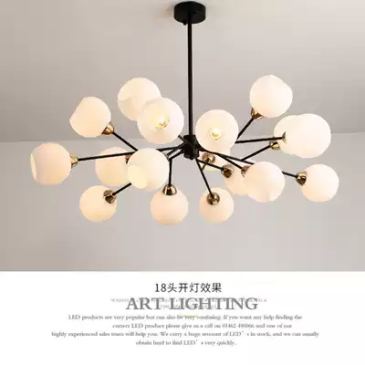 Nordic low chandelier super bright wrought iron shop bedroom dining living room living room light E27 bulb LED three-color light can be 110V