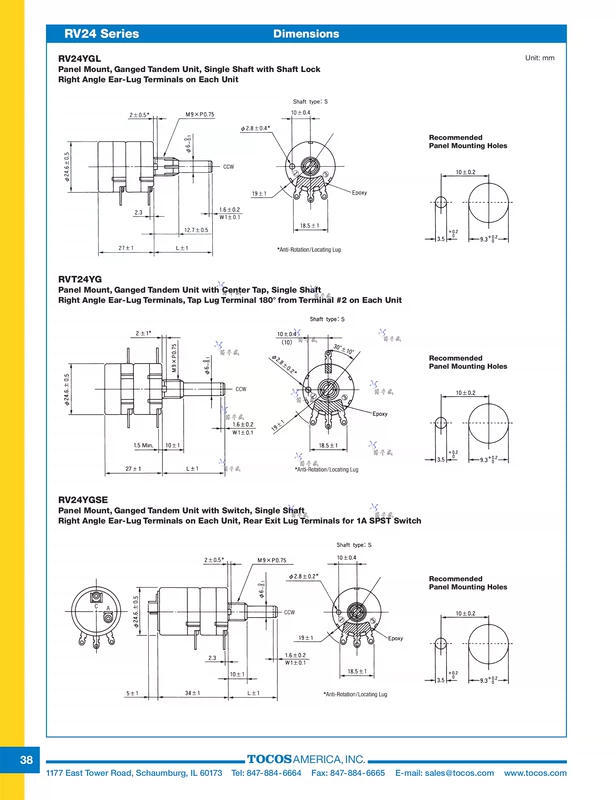 Chiết áp một vòng RV24YN20S B102 B202 B502 B103 B203 B503 B104 TOCOS