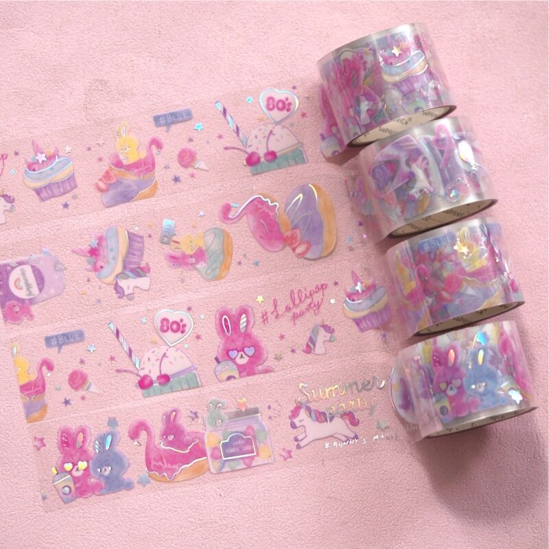 Girly Laser PET Tape Set, Summer Party Series, Cute Journal Decoration Set of Four