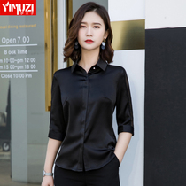 Black Snowspun Shirt Womens Summer Blouse Women 2021 New Middle Sleeve Design Sensation Small Crowdmesh Yarn Career Lining