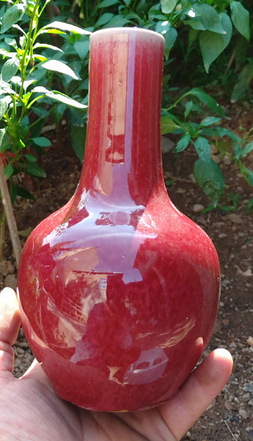 High imitation ancient Qing Dynasty Kiln Change Flower Glazed Red ceramic Small Tianqiu Bottle Old stock Glaze Water Good Bottom Foot Old Manufacturer-Taobao