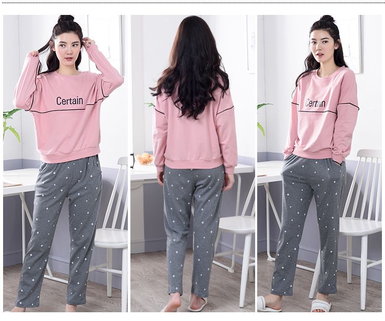Đồ ngủ mùa thu và mùa đông của phụ nữ cotton mùa thu dài tay ngọt ngào dễ thương phiên bản Hàn Quốc của sinh viên tươi phục vụ tại nhà có thể mặc bên ngoài mùa xuân bộ đồ mặc nhà phong cách Hàn Quốc
