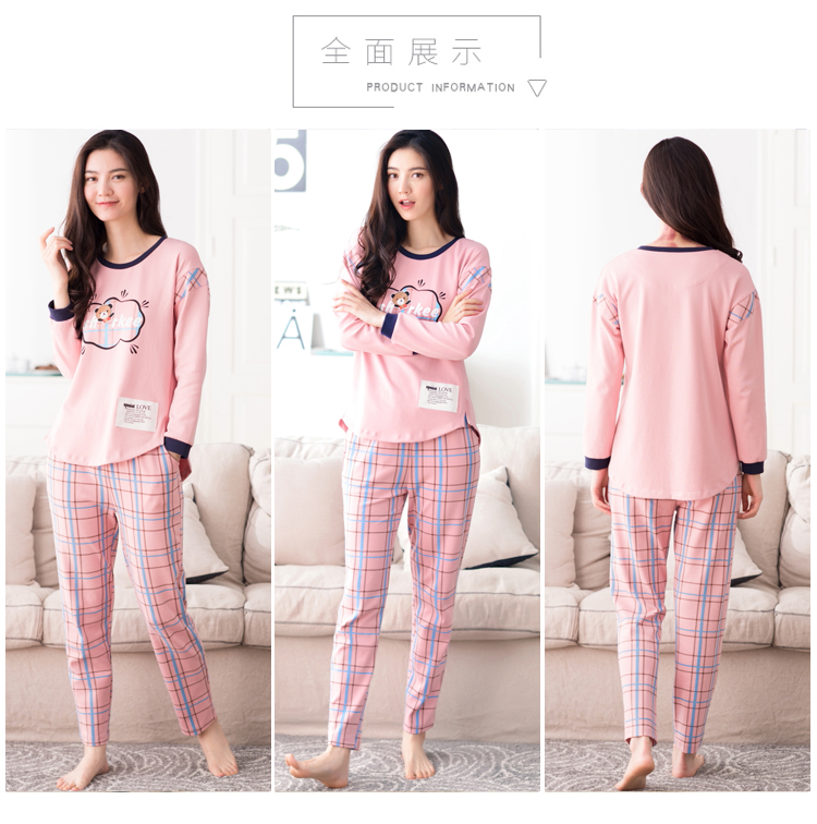 Đồ ngủ mùa thu và mùa đông của phụ nữ cotton mùa thu dài tay ngọt ngào dễ thương phiên bản Hàn Quốc của sinh viên tươi phục vụ tại nhà có thể mặc bên ngoài mùa xuân bộ đồ mặc nhà phong cách Hàn Quốc