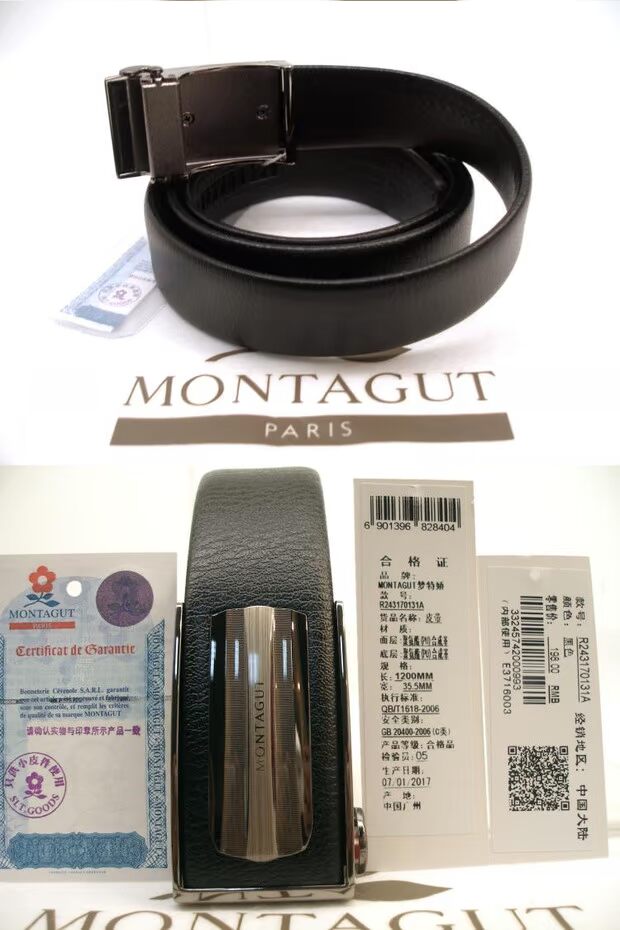Montagut quầy da chính hãng khóa thắt lưng R243170131A màu đen that lung