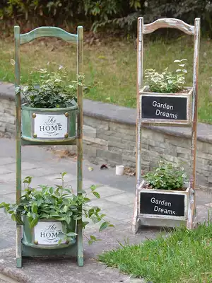 Small flower shelf balcony mini fleshy flowerpot American two-story creative home storage decoration shelf flower arrangement rack