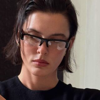 404的店复古黑色半框miu风长方形眼镜走秀款Y2K英伦风斯文眼镜架