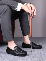 European station headliner Bull Leather Crocodile Tattooed Men Bean shoes genuine leather Inn Wind Business Leisure leather shoes with 37 yards on foot