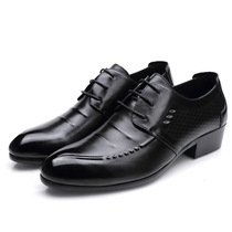 High heel Business heightening mens shoes Han prints Bull Leather Men Leather Shoes Inn wedding hairstylist 37 yards of shoes