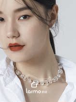 HeyJewel original design Langmu gold-plated white crystal necklace long and short niche fashion personality exaggerated ins
