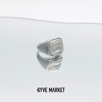 HeyJewel original design GYVE MARKET square mouth bump ring personality creative sterling silver couple