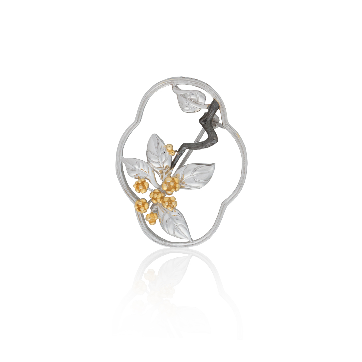 Hey Jewel Jingui series 925 silver gold plated beige flower window laurel daughter brooch gift girls