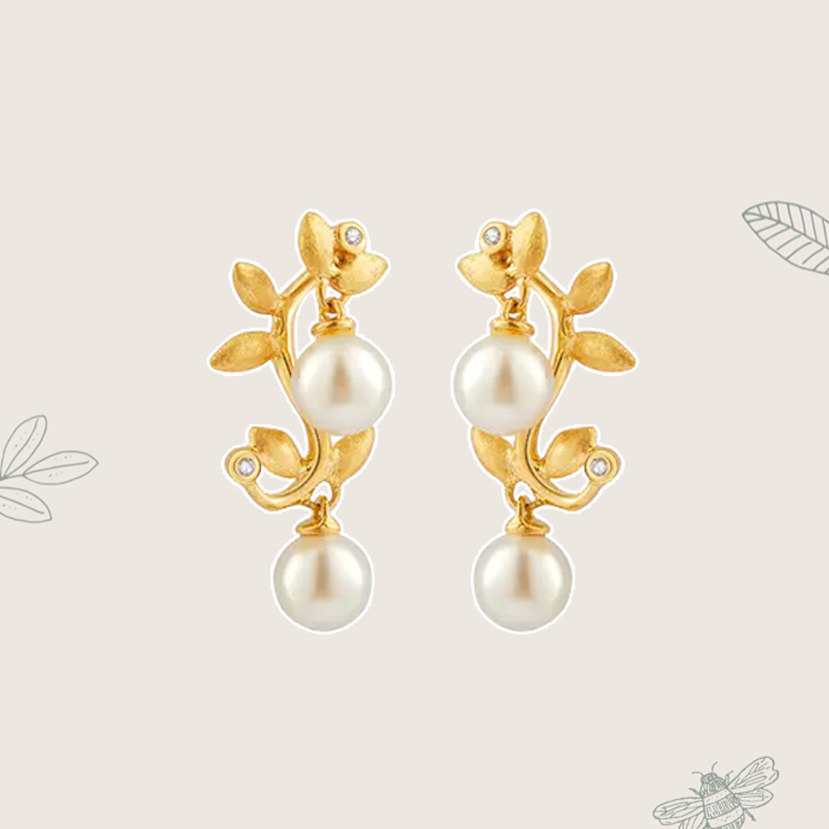 HeyJewel curvilinear flower branch pearl short earrings female niche design original temperament all-match earrings 2021 new