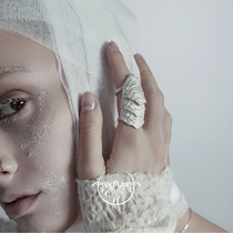 HeyJewel original design blackmothlab dark armor sterling silver gilt ring adjustable couple tide