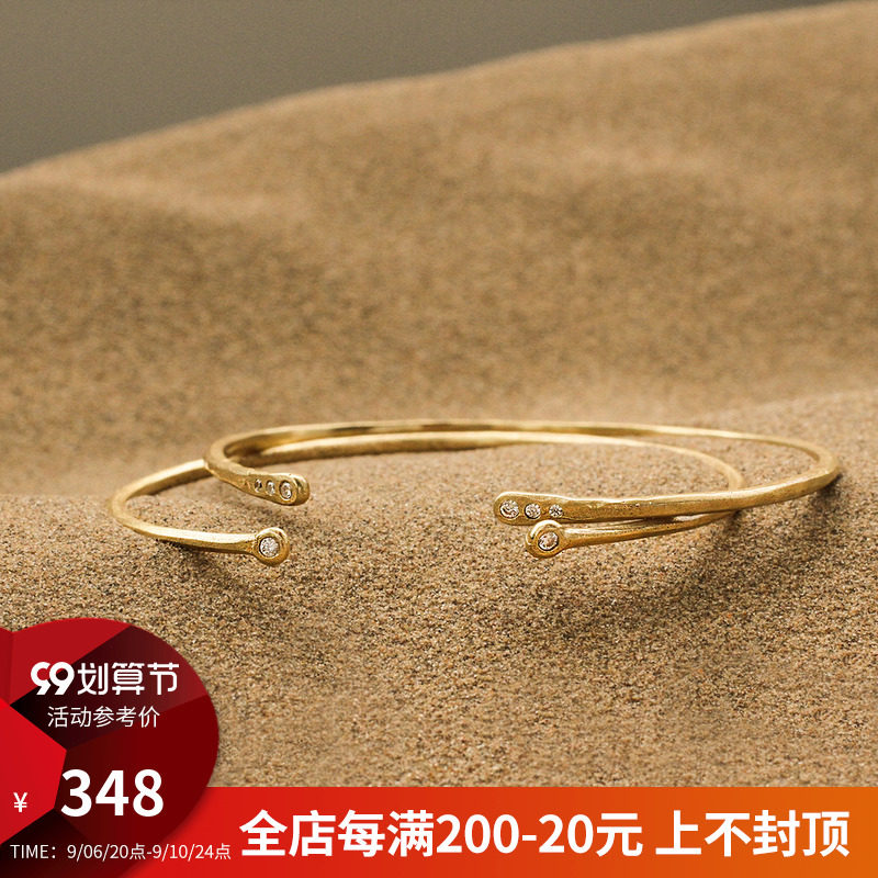 HeyJewel Langmu Sahara's Story Gold Inlaid Crystal Diamond Opening 925 Silver Bracelet Teacher's Day Gift