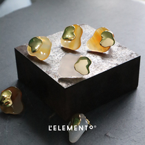 HeyJewel original design LELEMENTO high-end agate double-piece earrings temperament fashion light luxury earrings